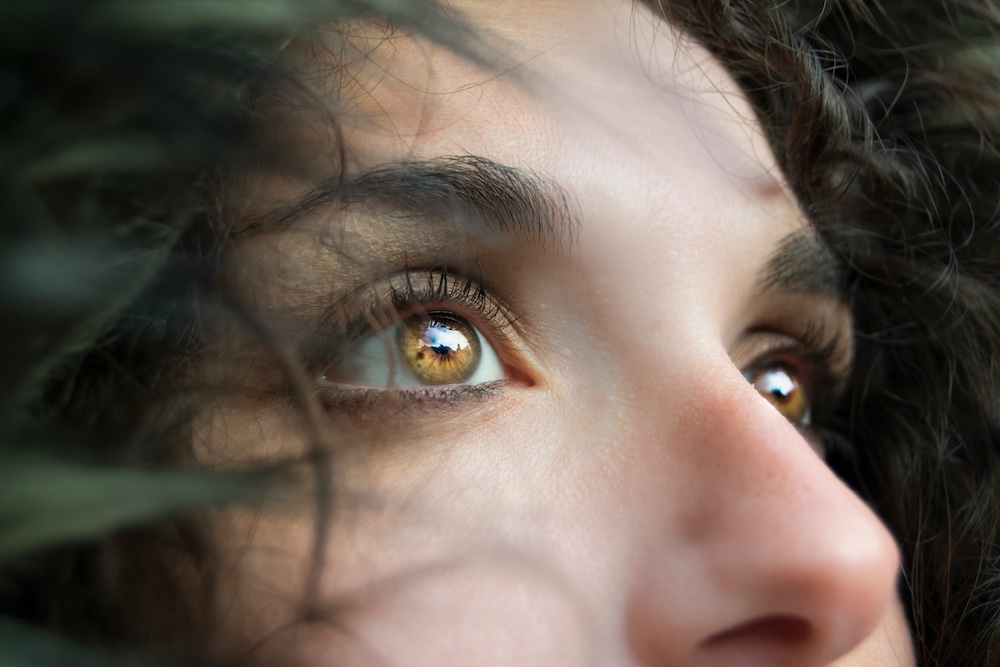 close up of a womans face preparing for eyelid surgery